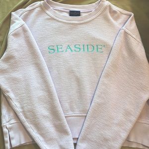 Light purple and teal, cropper, waffle SEASIDE sweatshirt